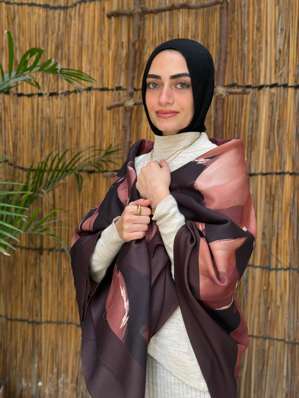 Floral Mocha Shawl - square