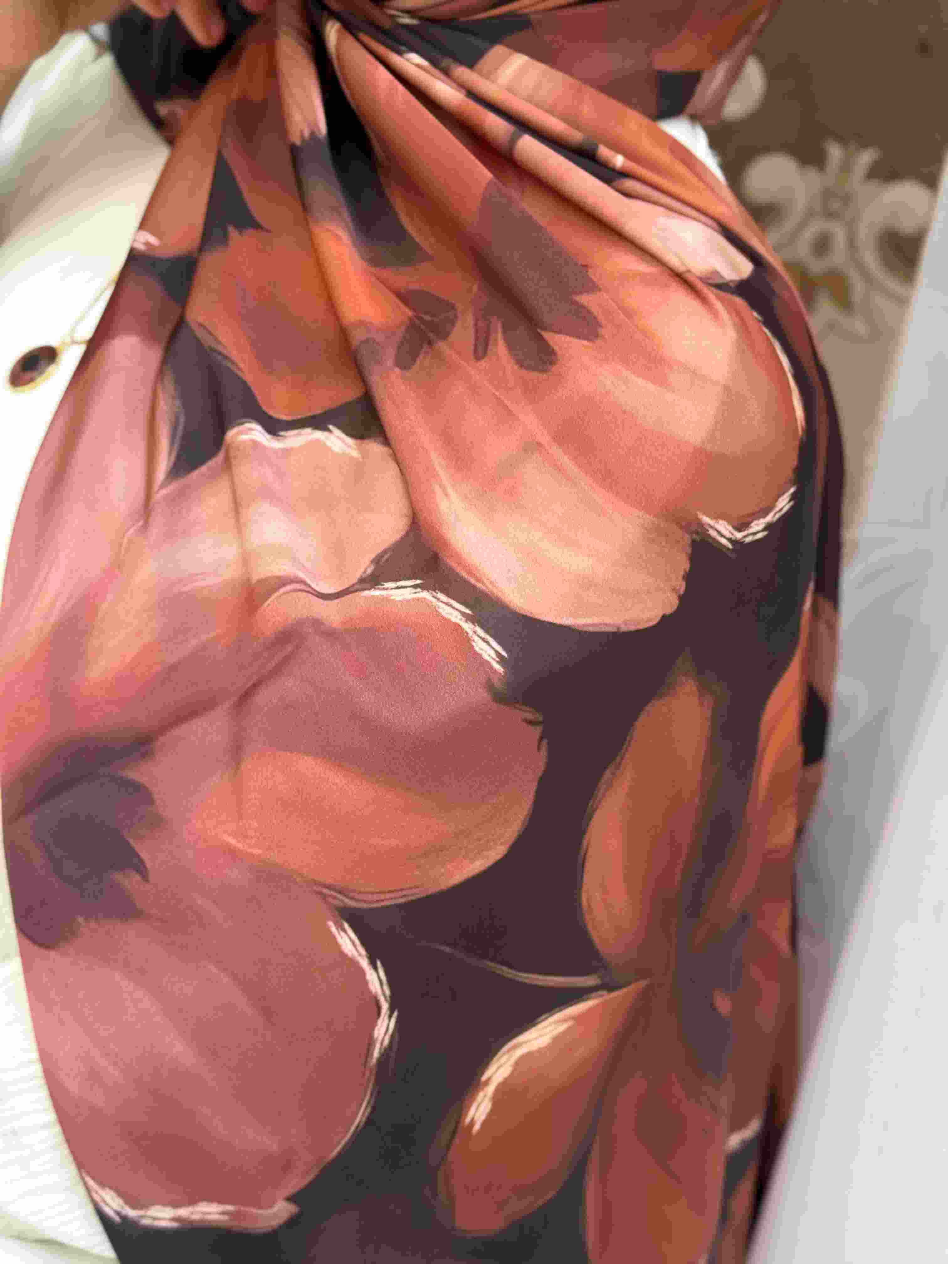 Floral Mocha in Satin