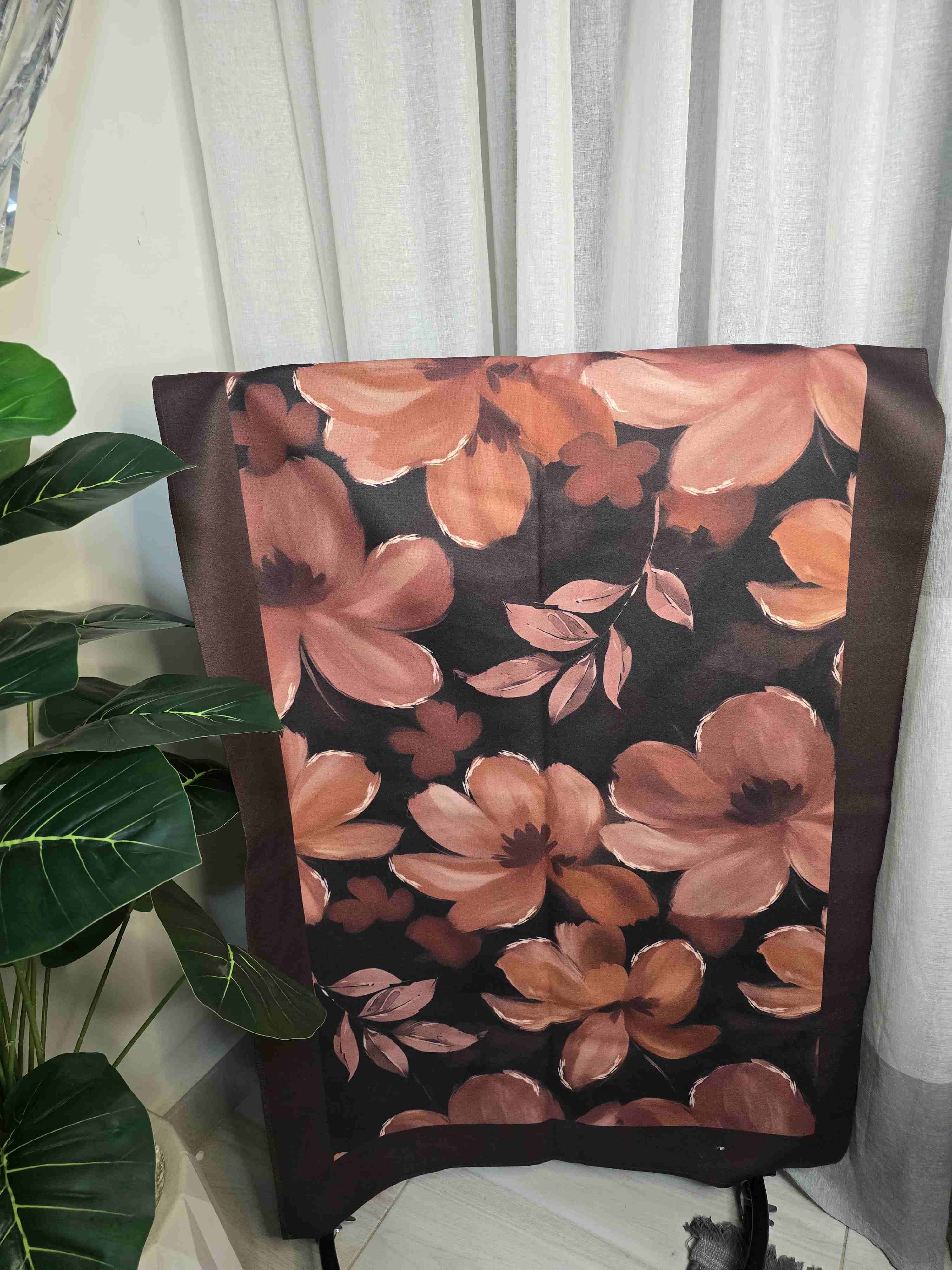Floral Mocha Shawl - Rectangular