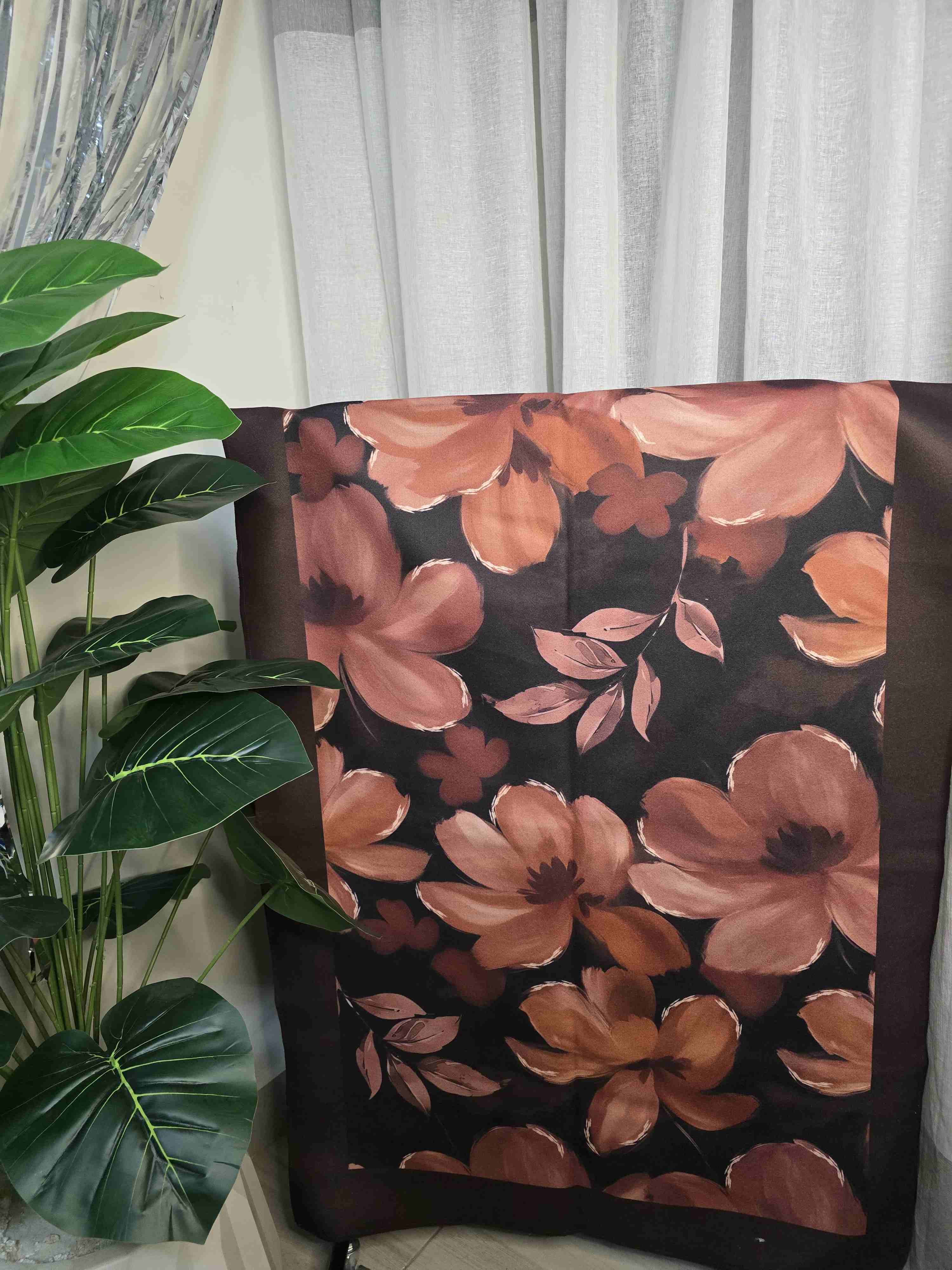 Floral Mocha Shawl - Rectangular